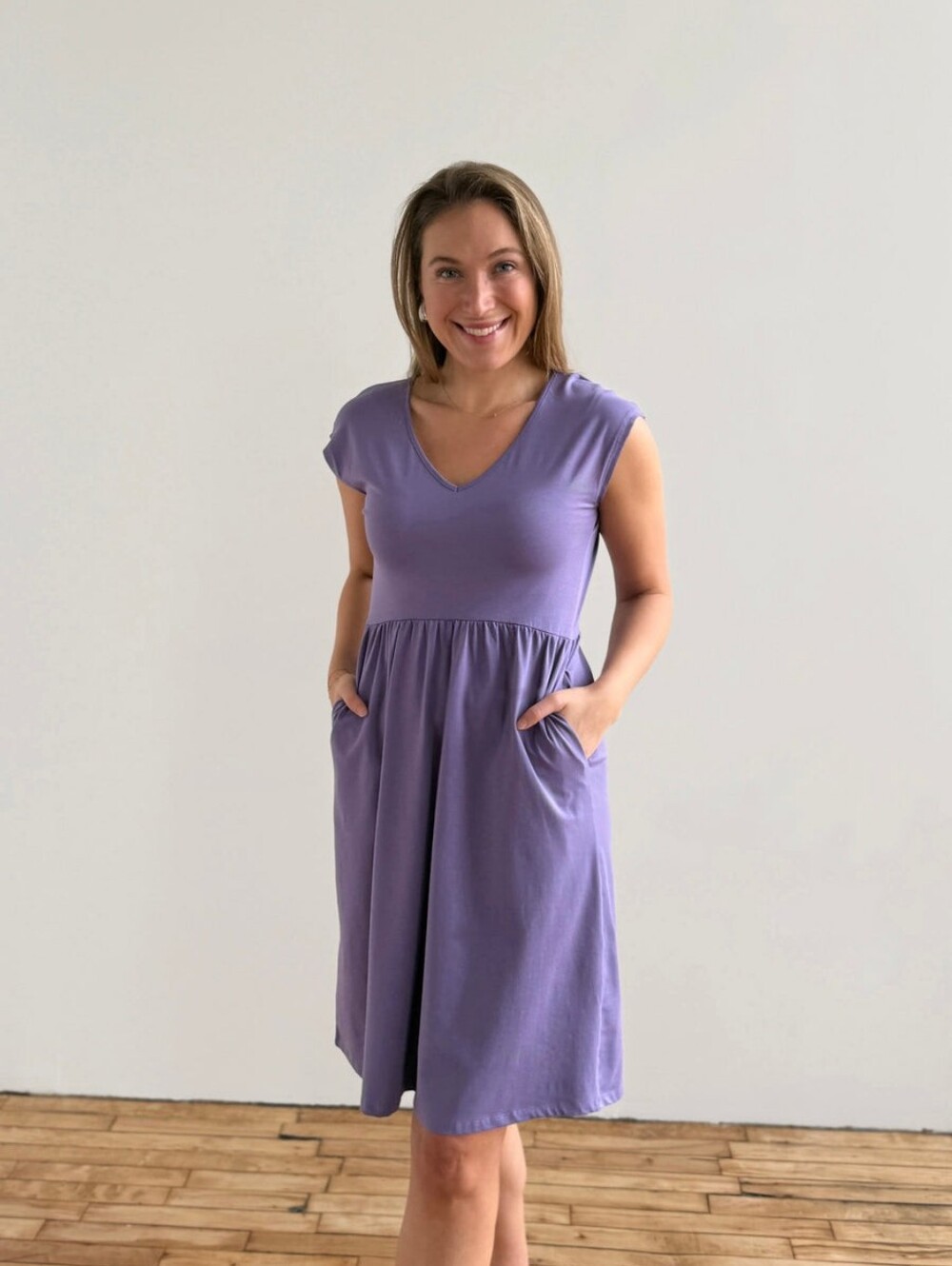 Everyday V-Neck Purple Women's Dress